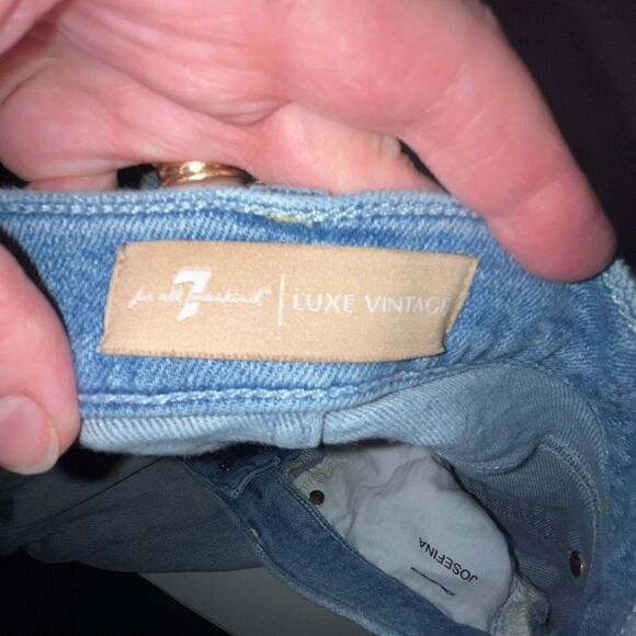 7 for All Man Kind distressed  button fly Josefina jeans 26 - Picture 4 of 6